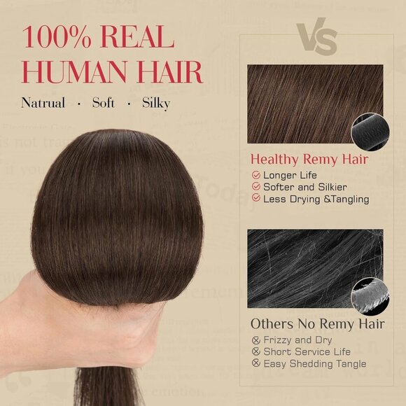 Real Human Hair Clip In Extensions 6 Pcs 10 Inches Seamless Clear Fit for Women main image 7